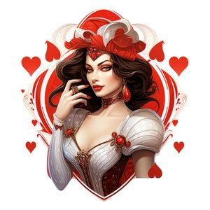 Queen of Hearts Clipart - 30 High Quality JPGs - Digital Download - Card Making, Mixed Media, Digital Paper Craft