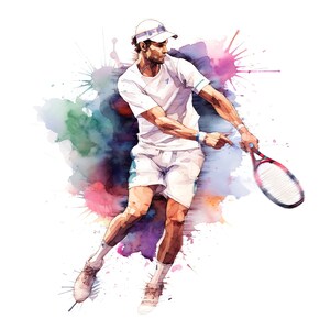 Tennis clipart - 40 hoge kwaliteit jpg's - digitale download - kaarten maken, mixed media, digitale papiermodellen