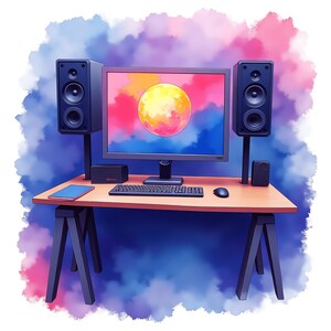 Gaming Room Clipart Bundle - 42 High Quality PNG - Instant Download - Stream Graphics, Digital Backgrounds, Gamer Art