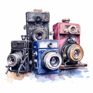 Vintage Cameras Clipart - 40 High Quality JPGs - Digital Download - Card Making, Mixed Media, Digital Paper Craft