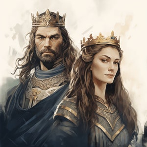 Clipart PNG del re e della regina celtica - 45 PNG di alta qualità - Download immediato - Creazione di biglietti, arte stampabile, carta digitale PNG