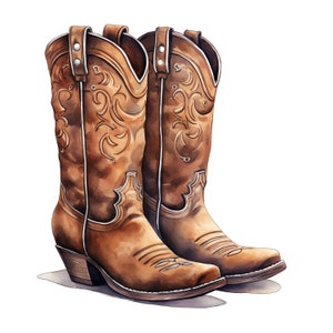 Cowboy Stiefel Clipart - 50 hochwertige JPGs - Digital Download - Kartenherstellung, Mixed Media, digitales Papier Handwerk