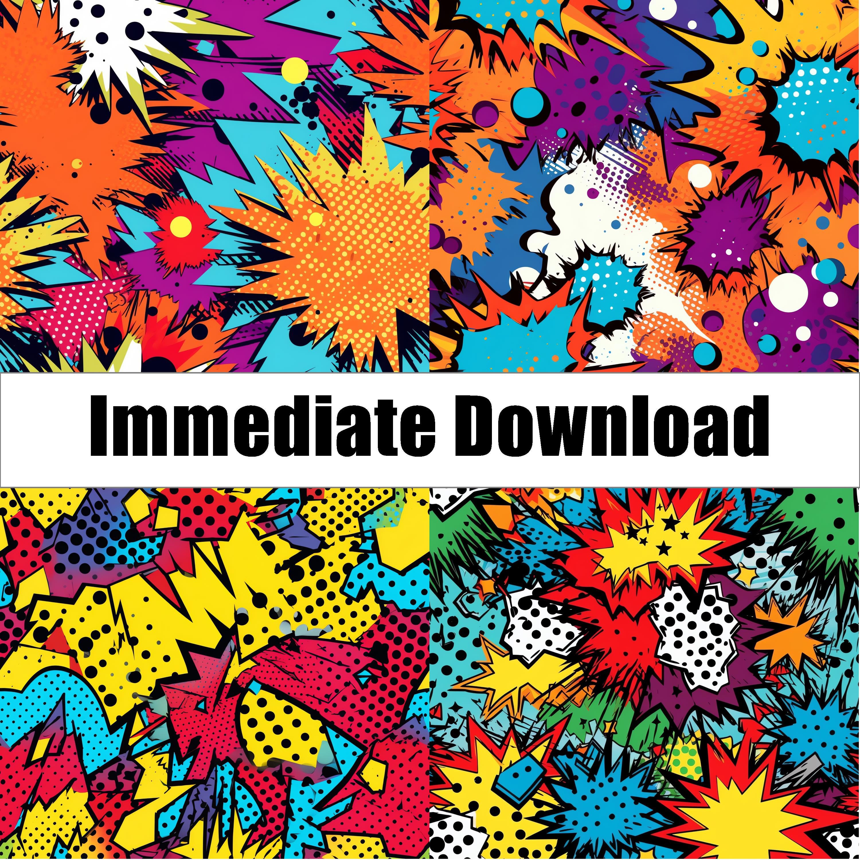 Pattern Explosion Samples 28 Pop Art Explosion Seamless Patterns - Digital Paper Pack for ...