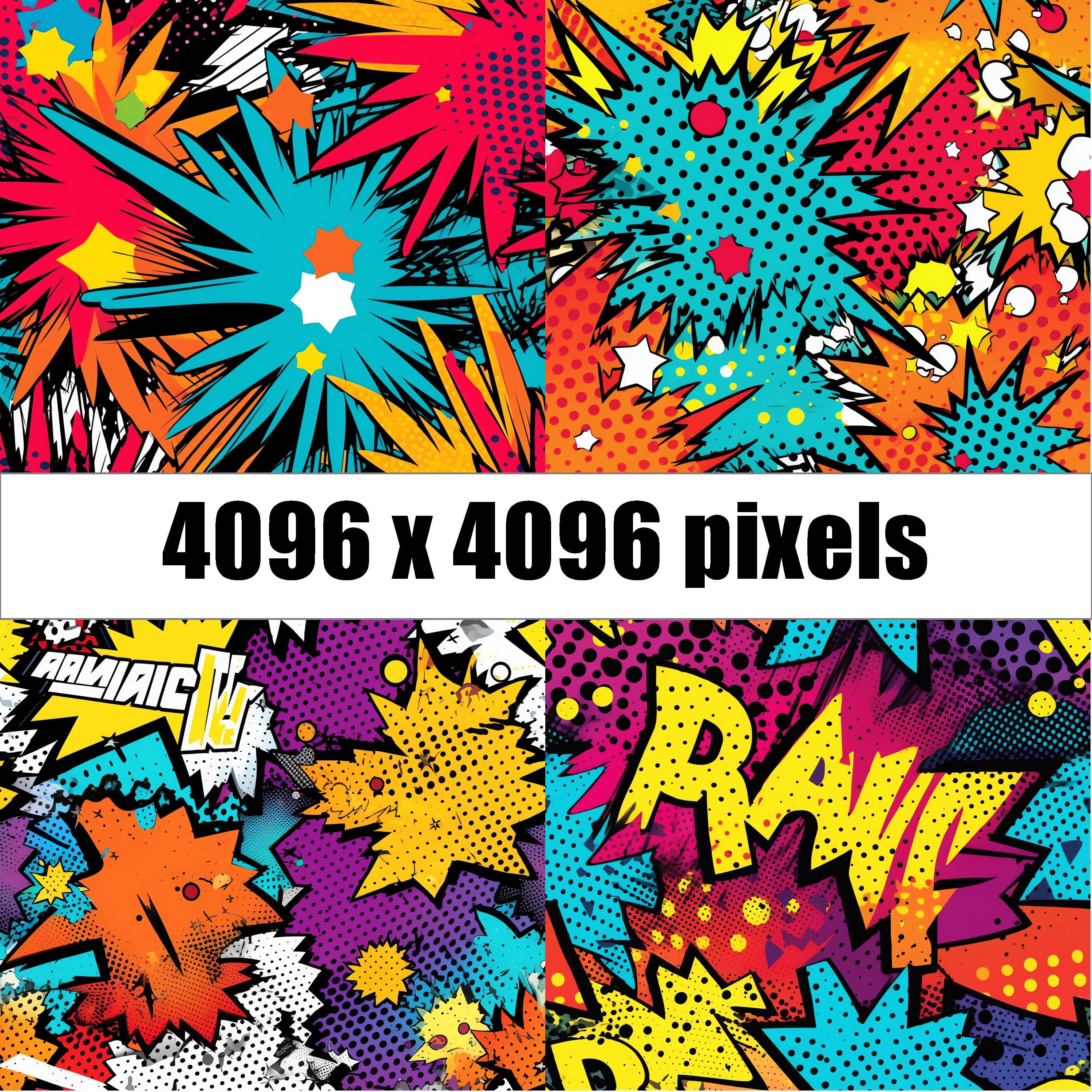 Explosion Pattern Drawing 28 Pop Art Explosion Seamless Patterns - Digital Paper Pack for ...
