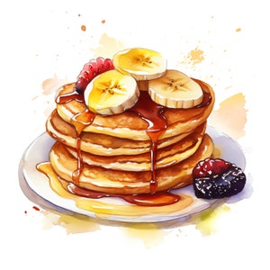 Pancake Clipart - 50 High Quality JPGs - Digital Download - Card Making, Mixed Media, Digital Paper Craft