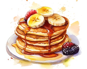 Pancake Clipart - 50 High Quality JPGs - Digital Download - Card Making, Mixed Media, Digital Paper Craft