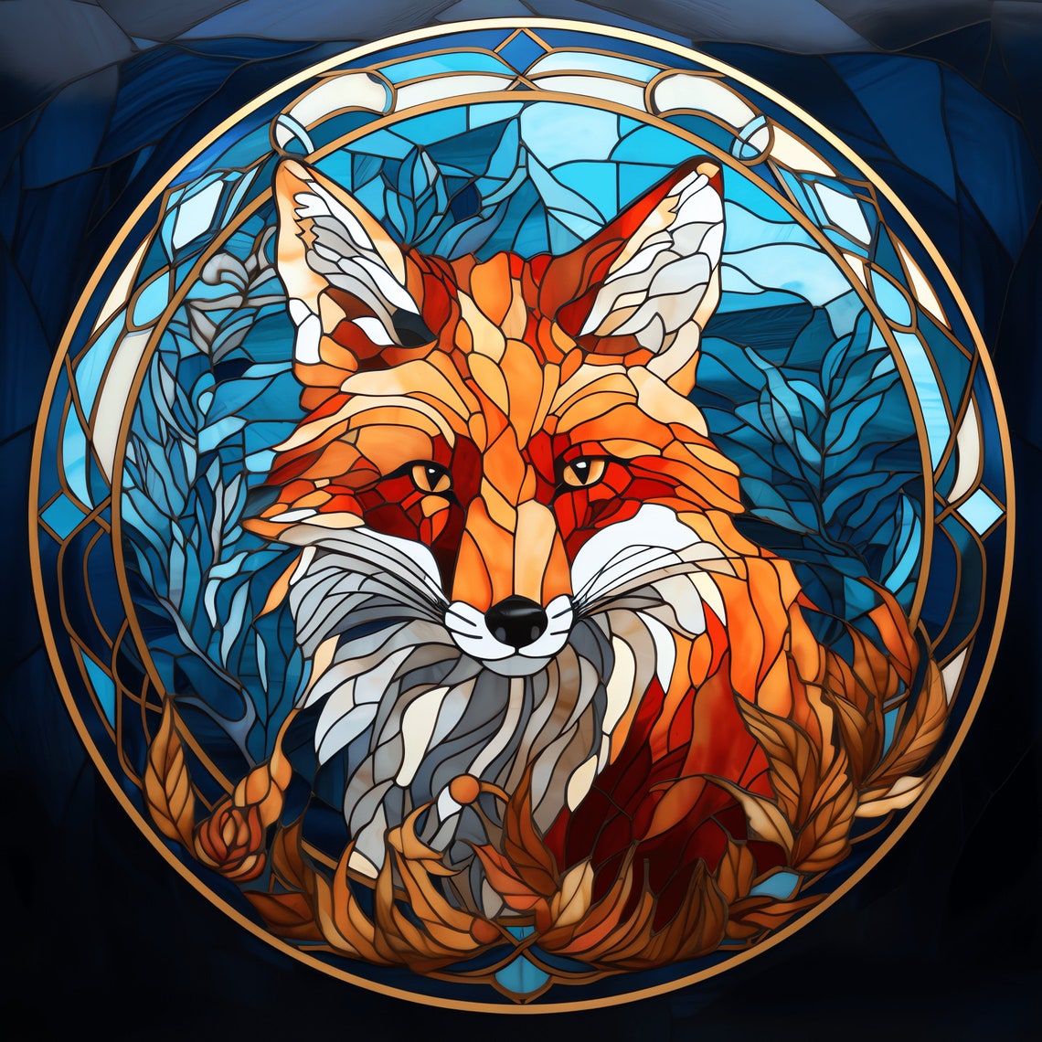 Fox Stained Glass PNG Clipart 45 High Quality PNG Instant - Etsy