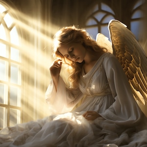Paquete de imágenes prediseñadas PNG de ángel realista de tristeza serena - 39 PNG de alta calidad - Descarga instantánea - Diseño de sublimación de taza, vaso, tarjeta y calendario PNG