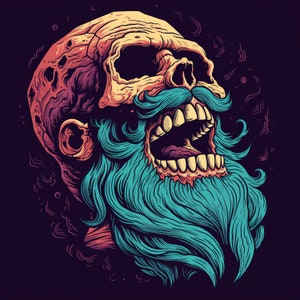 Bearded Skull PNG Clipart - 45 High Quality PNG - Instant Download - Card Making, Printable Art, Digital Paper PNG