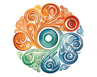 Celtic Spirals Clipart - 40 High Quality JPGs - Digital Download - Card Making, Mixed Media, Digital Paper Craft