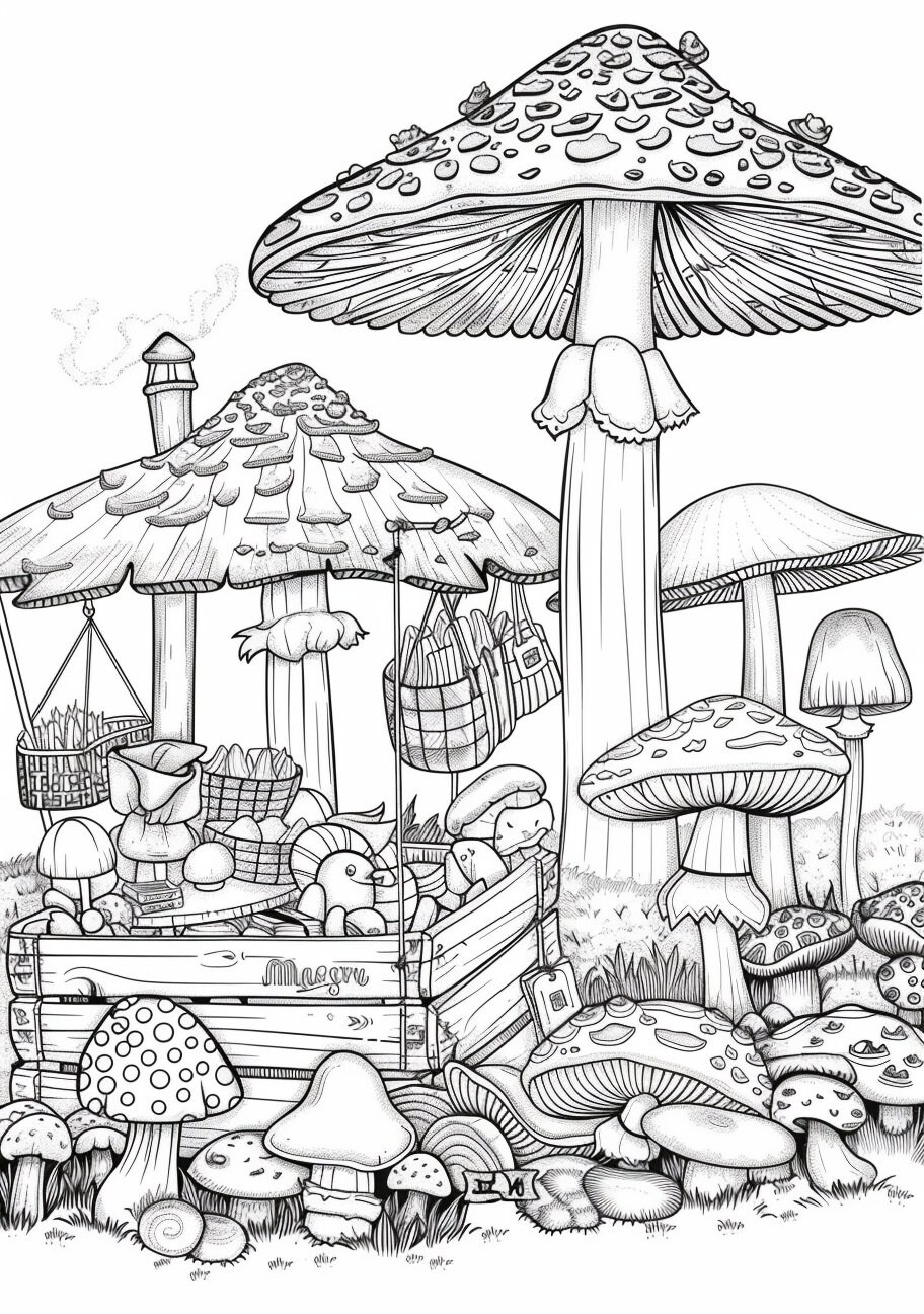 Mushroom Village Coloring Pages PDF Bundle - 35 High Quality Images - Instant Download ...