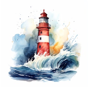 Lighthouse Clipart - 45 High Quality JPGs - Digital Download - Card Making, Mixed Media, Digital Paper Craft