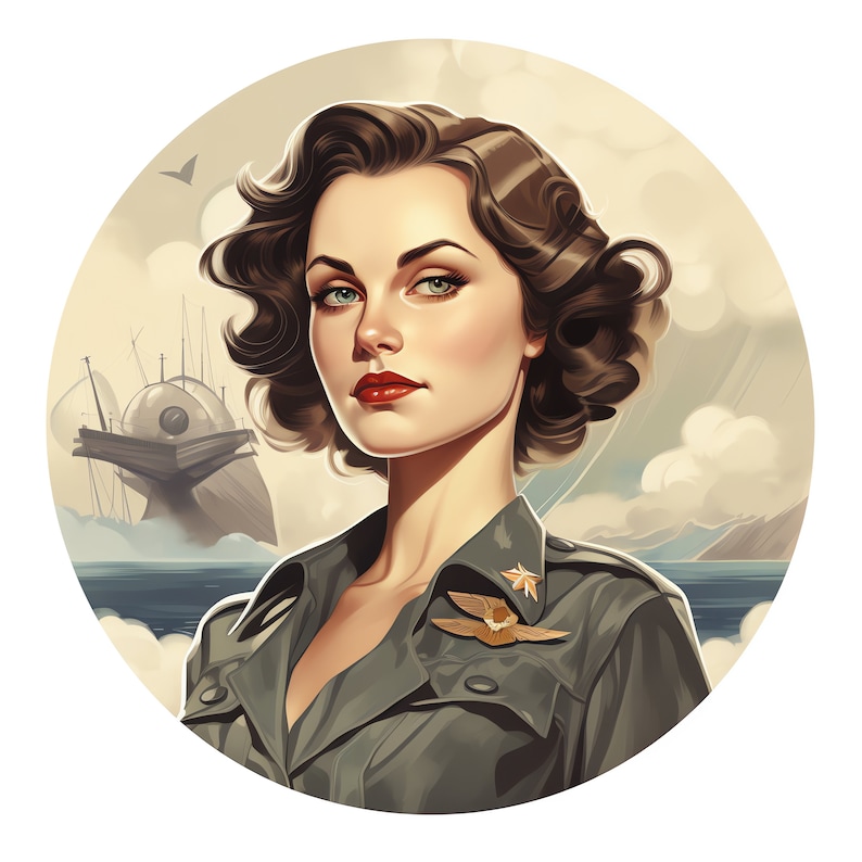 Vintage World War 2 Women Clipart - 30 High Quality JPGs - Digital Download