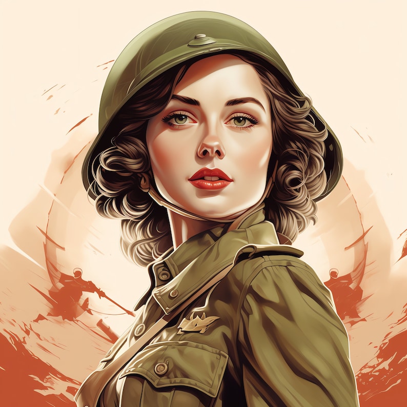 Vintage World War 2 Women Clipart - 30 High Quality JPGs - Digital Download