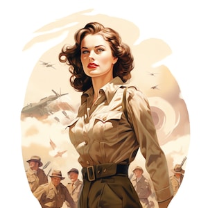 Vintage World War 2 Women Clipart - 30 High Quality JPGs - Digital Download