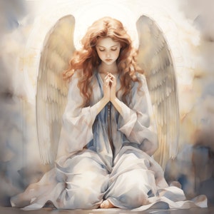 Victorian Angel Watercolor Bundle - 35 High Quality PNG - Instant Download - Card Making, Printable Art, Digital Paper Praying Angel PNG