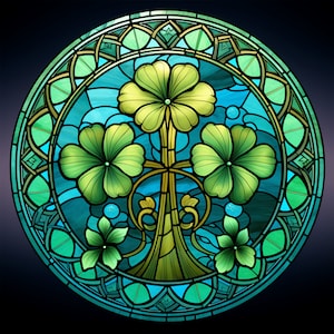 Celtic Stained Glass PNG Bundle - 50 High Quality PNG - Instant Download - Card Making, Printable Art, Celtic Shamrock Cross Knot PNG Bundle