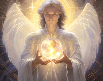 New Age Archangel Holding Light Orbs Clipart - 45 High Quality JPGs - Digital Download - Card Making, Mixed Media