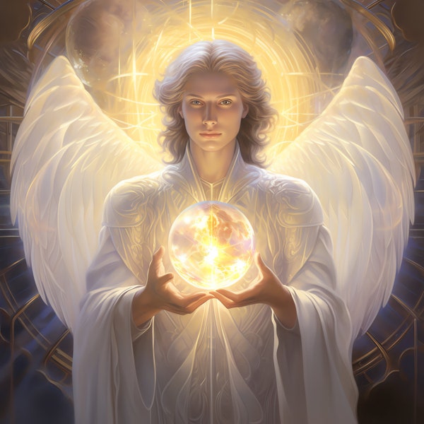 New Age Archangel Holding Light Orbs Clipart - 45 High Quality JPGs - Digital Download - Card Making, Mixed Media