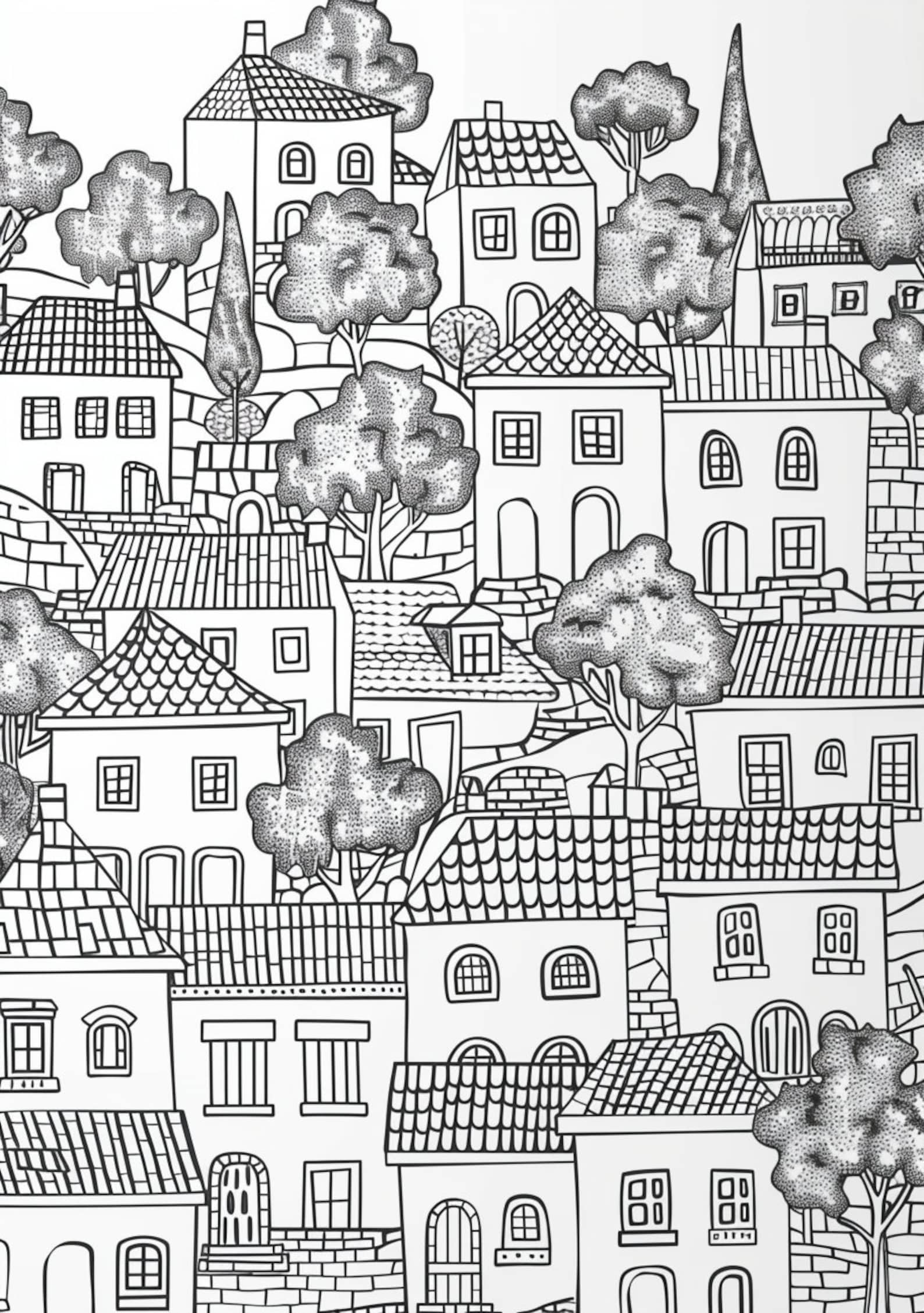 Adorable Town Coloring Pages PDF Bundle 44 High Quality Images Instant ...