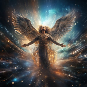 Ascending Quantum Archangel Clipart - 45 High Quality JPGs - Digital Download - Card Making, Mixed Media