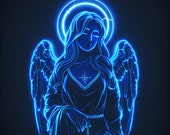 Neon Angel PNG Clipart Bundle - 47 High Quality PNG - Instant Download - Calendar Card Mug Tumbler Tshirt Sublimation Design PNG