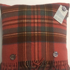 Merino Lambswool Tartan Antique Royal Stewart Pillow - Decorative Throw Pillow