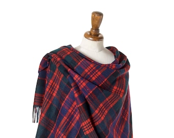 Bronte by Moon Full Size Ruana - Merino Lambswool - Clan Macdonald Tartan - Made in England