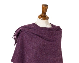 Wool Ruana, Plain Purple Heather, Purple Ruana, Purple Poncho, Wool Poncho, Made in England