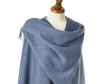 Bronte by Moon Ruana - Merino Lambswool - Plain - Airforce Blue