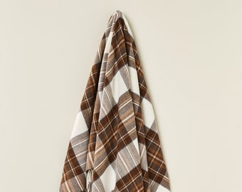 Bronte Moon Merino Lambswool - Natural Dress Stewart Clan Tartan - Throw Blanket - Made in the UK