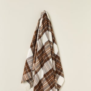 Bronte Moon Merino Lambswool - Natural Dress Stewart Clan Tartan - Throw Blanket - Made in the UK