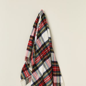 Dress Stewart Tartan, Throw Blanket, Wool Blanket, Tartan Blanket, Stewart Clan, Red and White Blanket, Made in England, Winter Blanket