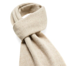 Luxury Merino Lambswool Scarf Beige - Made in England