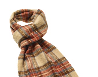 Bronte Moon Merino Lambswool Antique Dress Stewart Tartan Scarf - Unisex - Made in England