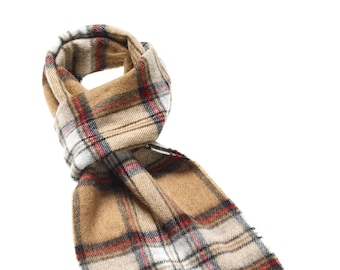 Bronte Moon Merino Lambswool Camel Stewart Tartan Clan Scarf - Made in the UK