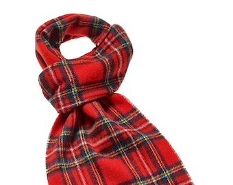 Royal Stewart Tartan Scarf – Bronte Moon Merino Lambswool Plaid, Made in UK