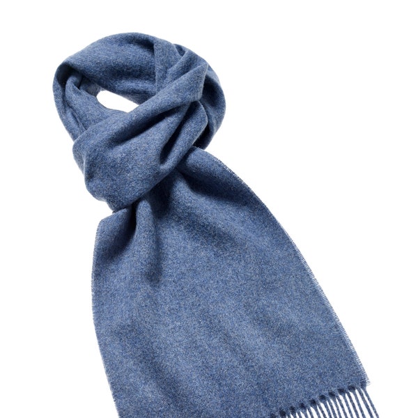 Bronte Moon Merino Lambswool Luxury Airforce Blue Scarf - Made in the UK