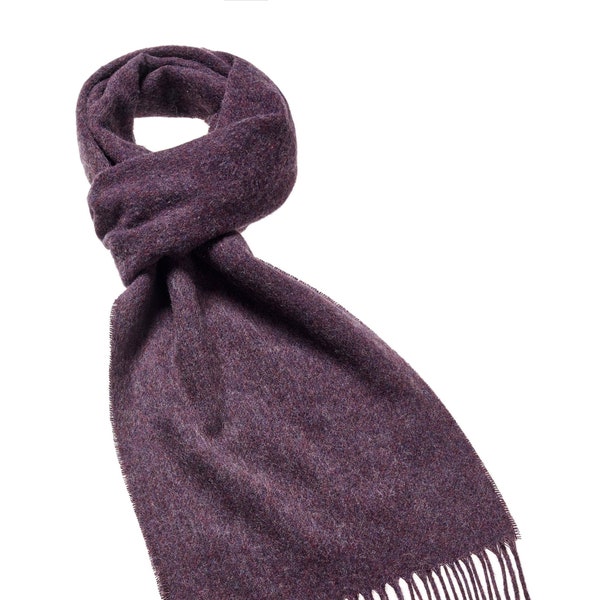 Bronte Moon Merino Lambswool Luxury Plain Purple Heather Scarf - Made in the UK