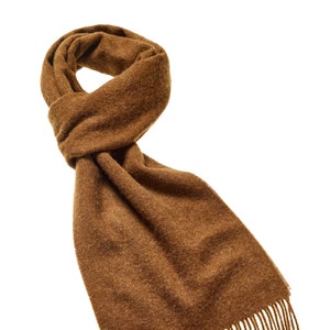 Merino Lambswool Chocolate Brown Scarf - Plain Unisex Scarf - Made in England