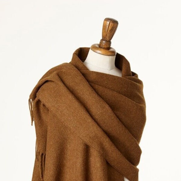 Merino Lambswool Shawl -  Blanket Scarf - Chocolate Brown Shawl - Stole - Plain Luxury Wrap - Bronte Moon