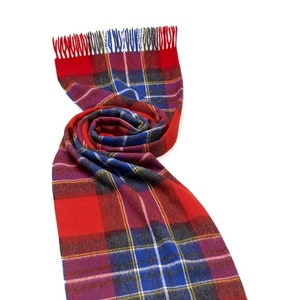 Bronte Moon Merino Lambswool Wrap - Stole - Shawl - Scampston Red Check Plaid - Made in England
