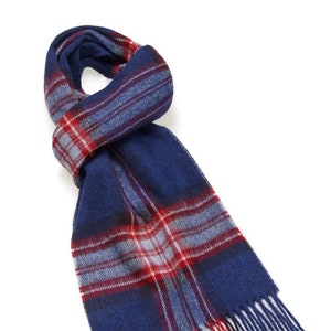 American Patriotic Scarf, Merino Lambswool Check Plaid Scarf, Plaid Wool Scarf, Unisex Scarf, Mens Scarf, Winter Scarf, Made in England