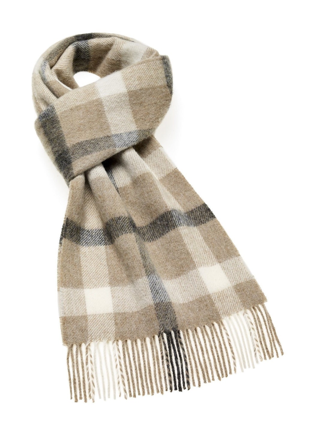 Blyth Natural Scarf Beige Scarf, Plaid Scarf, Merino Lambswool Scarf,  Ladies Scarf, Mens Scarf Made in England -  Israel