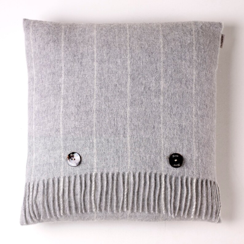 Bronte Moon Merino Lambswool Pinstripe Gray Throw Blanket Etsy