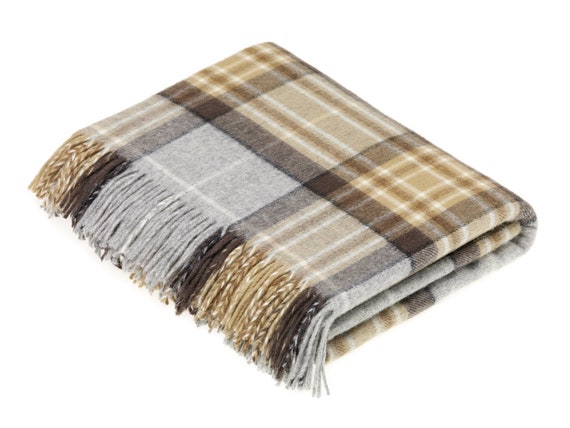 Tartan Merino Lambswool Mckellar Throw Blanket Made in the UK 