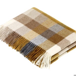 Merino Lambswool Throw Blanket - Harlequin Gold - Made in England - Bronte by Moon