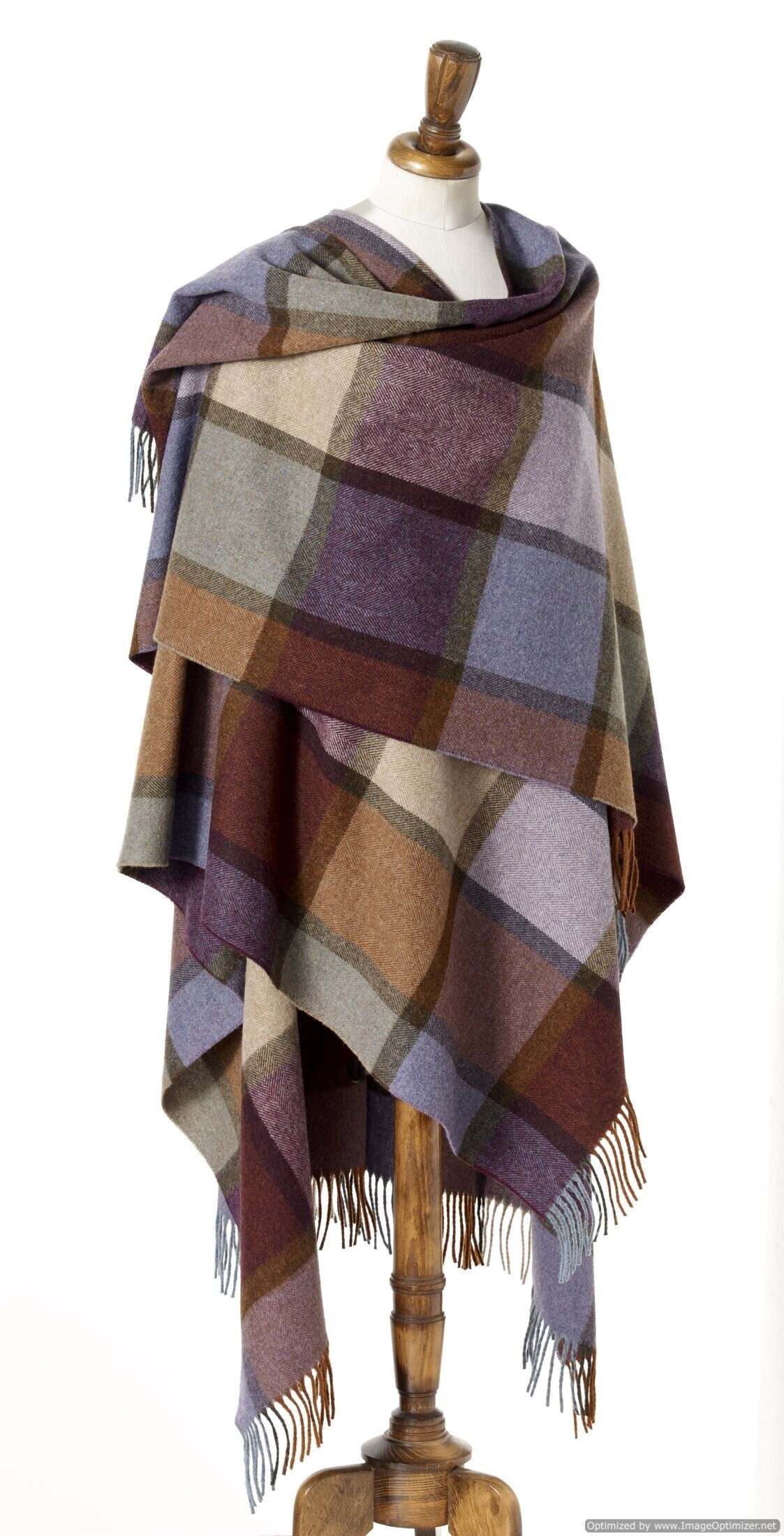 Bronte by Moon Full Size Ruana - Merino Lambswool - Check - Pateley ...
