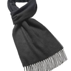 Luxury Plain Black Scarf, Unisex Black Scarf, Merino Lambswool Scarf, Made in England