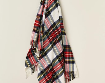 Dress Stewart Tartan Throw Blanket, Merino Lambswool, Made in England